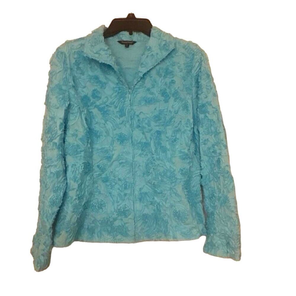 SAMUEL DONG Textured Full Zip Jacket Tiffany Blue Color Size Extra Large